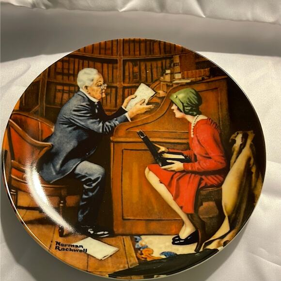 Bradford Exchange Norman Rockwell Plate 1986 The Professor 8.5" Heritage - Picture 1 of 4